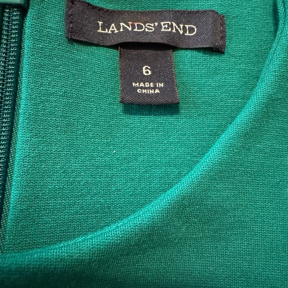 Lands End Size 6 Ponte Knit Sleeveless Sheath Dress Pockets Green Blue Paisley - Picture 7 of 13